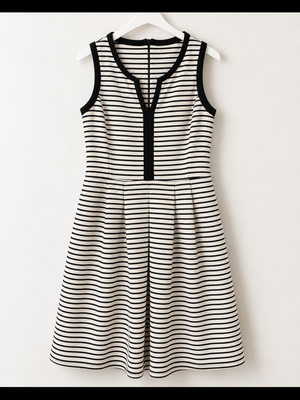 Striped Sleeveless A-Line Dress in Black and White